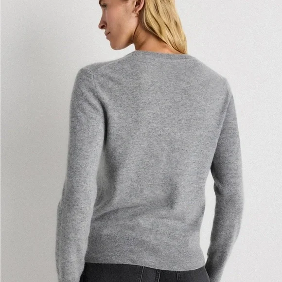 Quince Women's Heather Gray Crew Neck Sweater - Picture 4 of 9